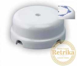 Ретро коробка распределительная Retrika, керамика, белый декор синий 1