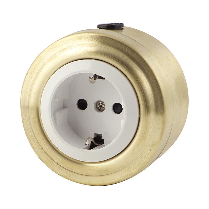 Ретро розетка электрическая Retrika, коллекция Vintage Metal, золото
