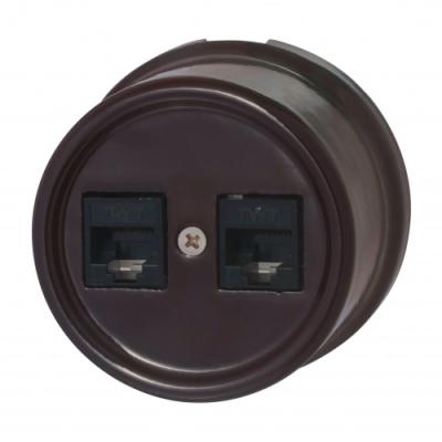 Ретро розетка компьютерная Bironi, коллекция Лизетта, керамика коричневый