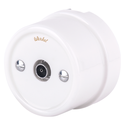 Ретро розетка ТВ Werkel, керамика, белый
