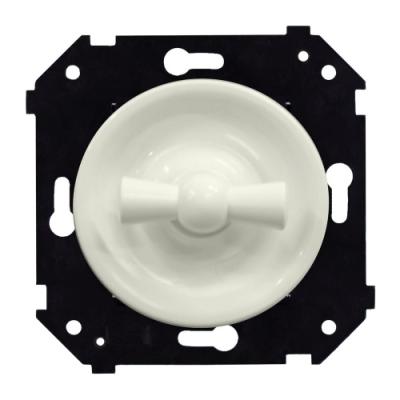 Ретро выключатель Bironi, коллекция Шедель Бриз, пластик, скрытый монтаж, повор, слон.кость, мат