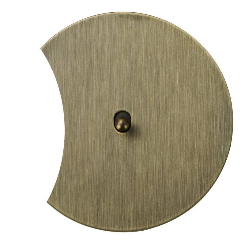 Выключатель Salvador "Арт", скрытый монтаж, тумблер-капля, накладка металл полукруг, бронза