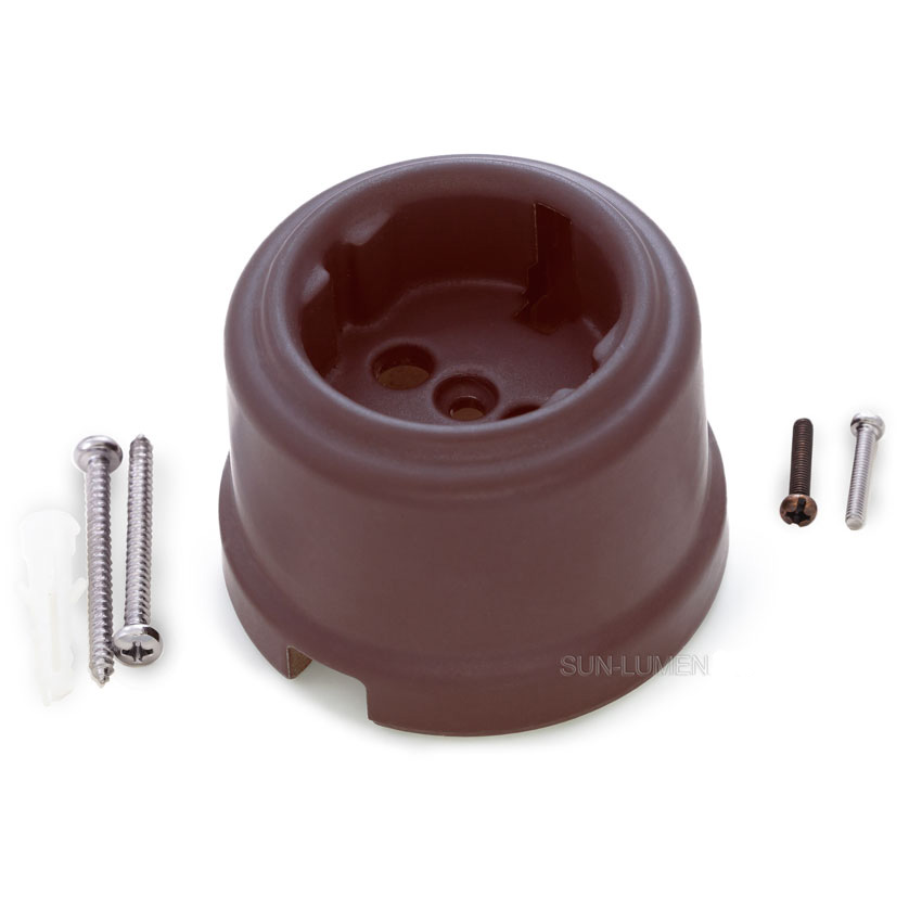 Качественная картинка Ретро розетка Sun Lumen, керамика, коричневый матовый