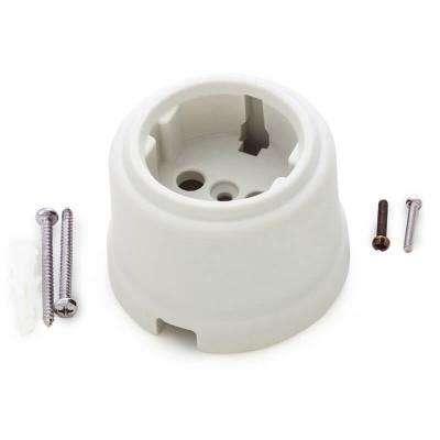 Ретро розетка Sun Lumen, керамика, с зазем. контактом, белый неглазурированный