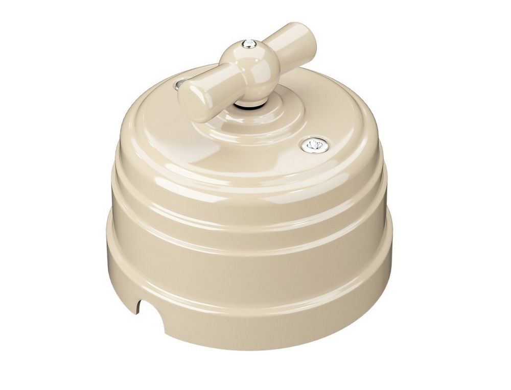 Качественная картинка Ретро выключатель Мезонин, коллекция Усадьба, поворотный, пластик, слоновая кость