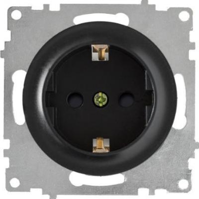 Розетка с заземлением, защитные шторки, винтовые контакты, 16А-250В, цвет чёрный Розетка с заземлением, защитные шторки, винтовые контакты, 16А-250В, цвет чёрный