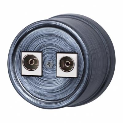 Ретро розетка ТВ двойная Bironi, коллекция Лизетта, пластик серебряный век