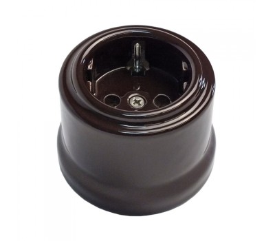 Ретро розетка электрическая Interior Electric, керамика, серия "Verona", коричневый