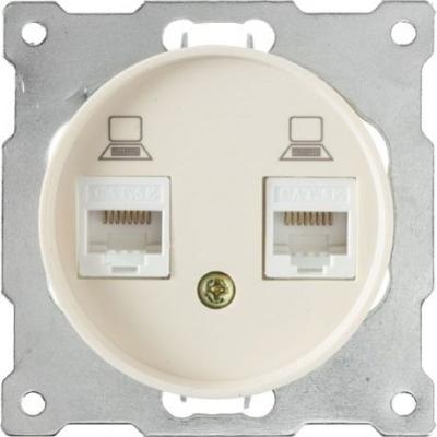 Розетка двойная компьютерная RJ45 кат.5e, цвет бежевый