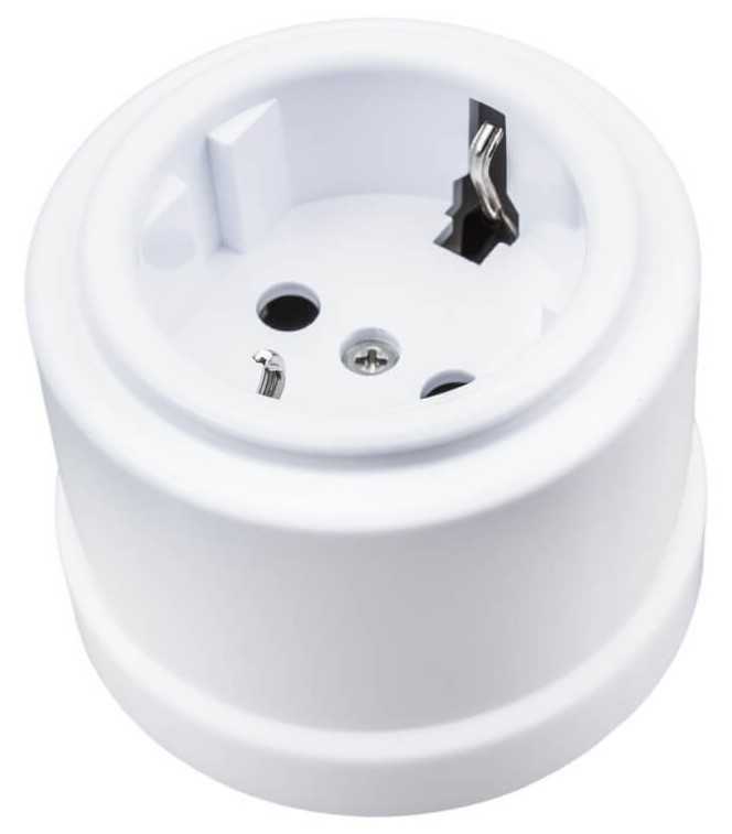 Качественная картинка Ретро розетка электрическая Bironi, коллекция Лизетта, пластик белый