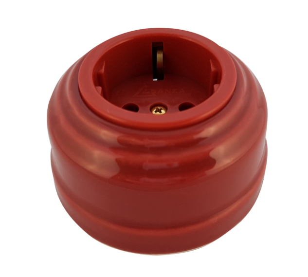 Ретро розетка электрическая Леанза фарфор, granato (гранатовый) золотистая фурнитура Ретро розетка электрическая Леанза фарфор, granato (гранатовый) золотистая фурнитура