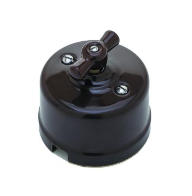 Ретро выключатель Sun Lumen, керамика, поворотный, коричневый