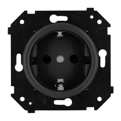 Ретро розетка электрическая Bironi, коллекция Шедель, пластик, скрытый монтаж, черный матовый
