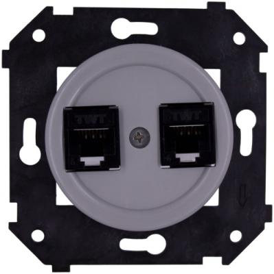 Ретро розетка компьютерная Bironi, коллекция Шедель, пластик, скрытый монтаж, титан