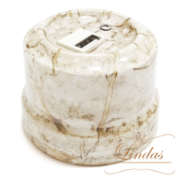 Качественная картинка Ретро розетка USB Lindas керамика мрамор