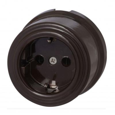 Ретро розетка электрическая Bironi, коллекция Лизетта, керамика коричневый