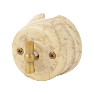 Ретро выключатель Salvador "Ретро", фарфор, наружный монтаж, поворот., мрамор корельский, под заказ