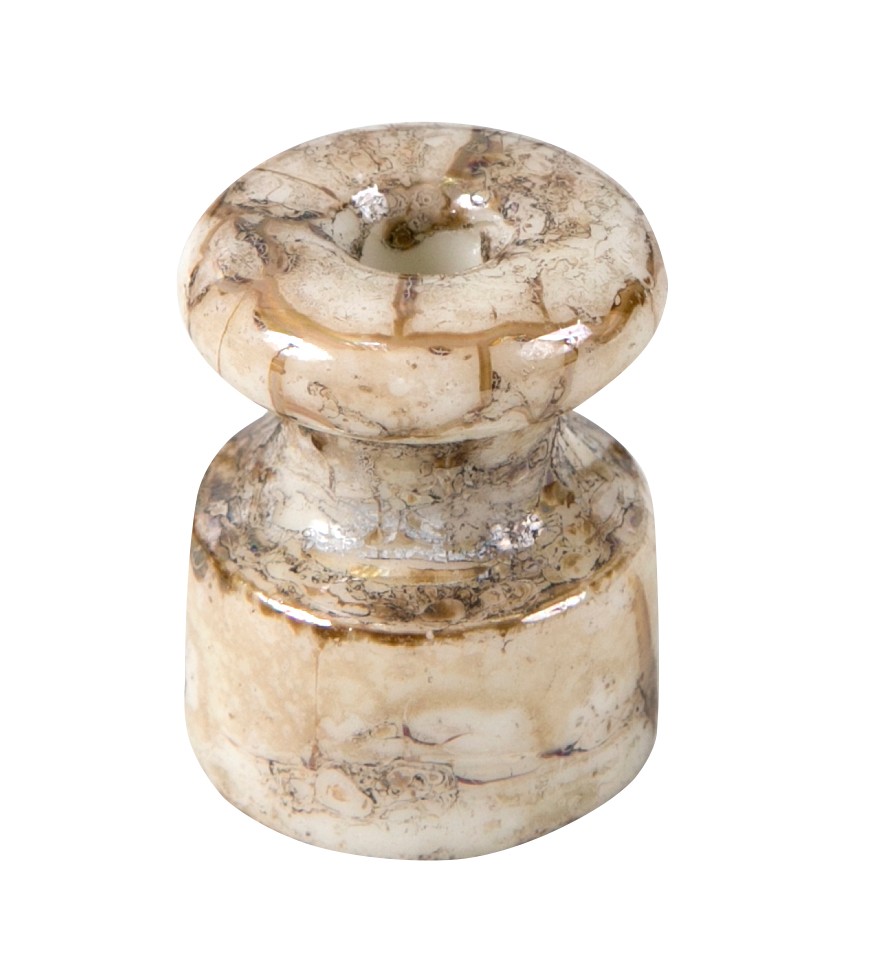 Качественная картинка Ретро изолятор Мезонин, фарфор, коллекция Царское село, D18,5х24мм., Дворцовый мрамор