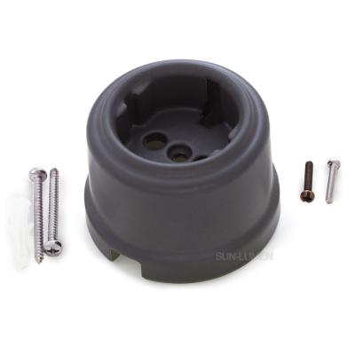 Ретро розетка Sun Lumen, керамика, черный матовый