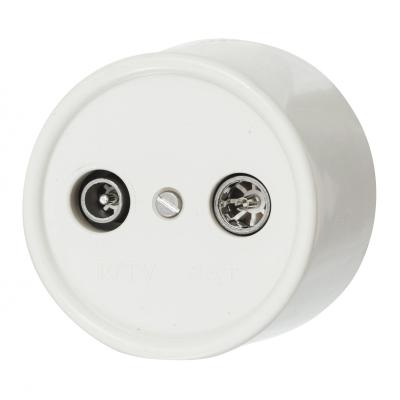 Ретро розетка ТВ+ спутник Bironi, коллекция Лизетта, пластик слоновая кость Ретро розетка ТВ+ спутник Bironi, коллекция Лизетта, пластик слоновая кость