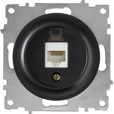 Розетка компьютерная 1xRJ45 кат.5e, цвет чёрный Качественная картинка Розетка компьютерная 1xRJ45 кат.5e, цвет чёрный