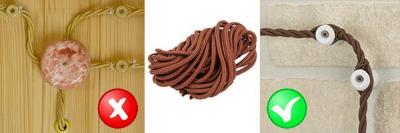 Ретро шнур Мезонин из п/э нити для фиксации витого провода на изоляторах, бежевый