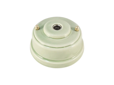 Ретро розетка ТВ Леанза фарфор verde (зеленый) золотистая фурнитура