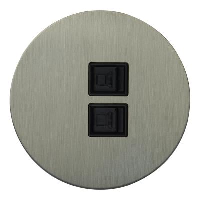 Розетка компьютерная двойная RJ45 Salvador "Арт", внутренний монтаж, накладка металл, круг, никель