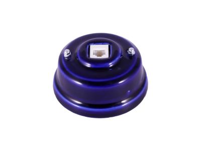 Ретро розетка телефонная Леанза фарфор, azzurra (лазурный), серебристая фурнитура