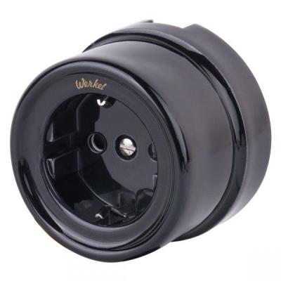 Ретро розетка электрическая Werkel, керамика, черный Ретро розетка электрическая Werkel, керамика, черный