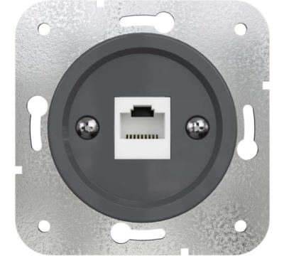 Ретро розетка компьютерная RJ45 Мезонин, серия Лахта, Оптима, пластик, скрыт.монтаж, серый