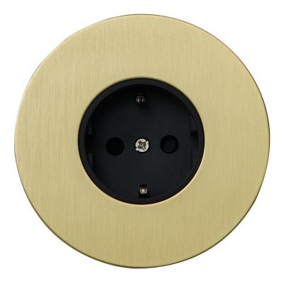 Розетка электрическая Salvador "Арт", внутренний монтаж, накладка металл, круг, золото