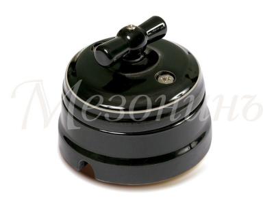 Ретро выключатель Мезонин, фарфор, коллекция Петергоф, окантовка, платина на черном