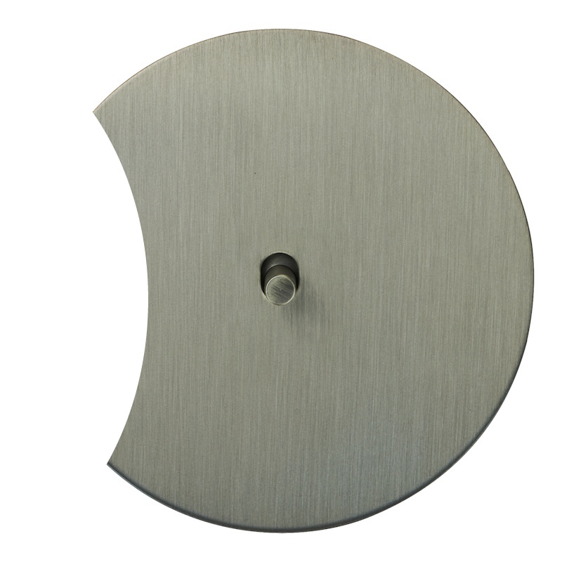 Выключатель Salvador "Арт", скрытый монтаж, тумблер-цилиндр, накладка металл полкруг, никель (серый)