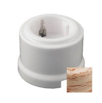 Качественная картинка Ретро розетка Retrika, электрическая, с заземл.контактом, керамика, кедр