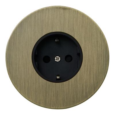 Розетка электрическая Salvador "Арт", внутренний монтаж, накладка металл, круг, бронза