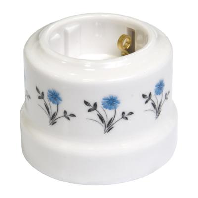 Ретро розетка электрическая Lindas керамика белый (с узором васильки) Ретро розетка электрическая Lindas керамика белый (с узором васильки)