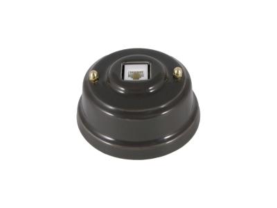 Ретро розетка телефонная Леанза фарфор, grigio (серый), золотистая фурнитура Ретро розетка телефонная Леанза фарфор, grigio (серый), золотистая фурнитура