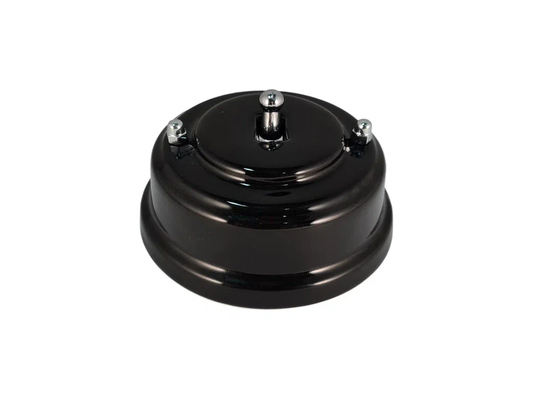 Ретро выключатель тумблерный Леанза, фарфор, nero (черный)