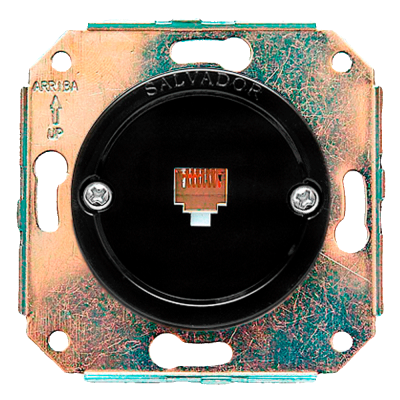 Ретро розетка телефонная Salvador, пластик, внутренний монтаж, черный Ретро розетка телефонная Salvador, пластик, внутренний монтаж, черный