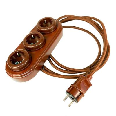 Удлинитель Interior Electric тройной, овал, цвет темный дуб