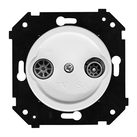 Ретро розетка ТВ (sat) Bironi, коллекция Шедель Бриз, пластик, скрытый монтаж, белый матовый