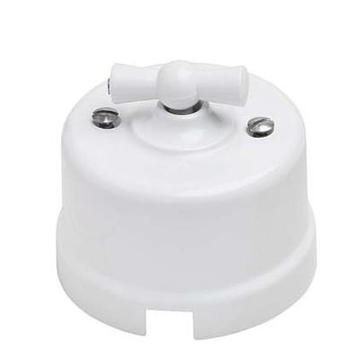 Ретро выключатель Bironi, коллекция Лизетта, пластик, поворотный,  белый