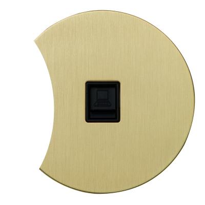 Розетка компьютерная RJ45 Salvador "Арт", внутренний монтаж, накладка металл, полукруг, золото