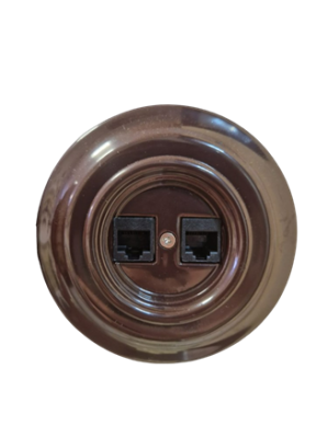 Ретро розетка компьютерная Retrika, коллекция Colony, внутренний монтаж, керамика, коричневый Ретро розетка компьютерная Retrika, коллекция Colony, внутренний монтаж, керамика, коричневый