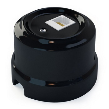 Ретро розетка компьютерная Lindas керамика черный