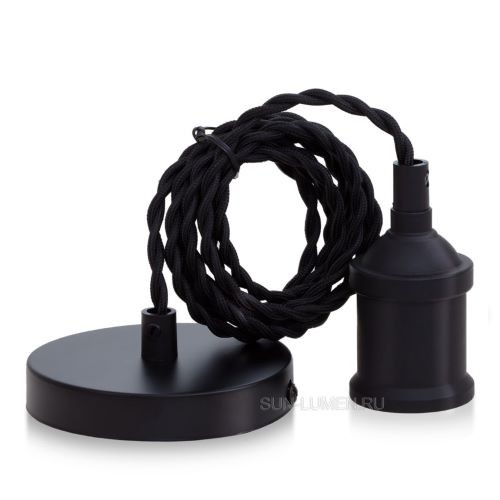 Качественная картинка Подвес потолочный Sun Lumen, E27, длина 70 см, цвет черный матовый (арт. 058-377)