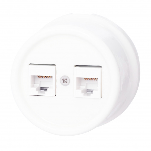 Качественная картинка Ретро розетка компьютерная Bironi, коллекция Лизетта, керамика, белый