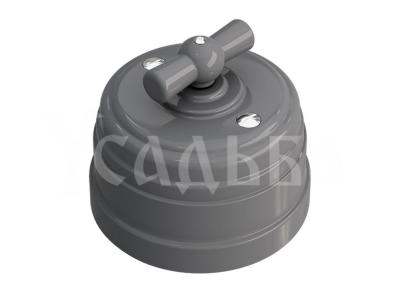 Ретро выключатель Мезонин, коллекция Усадьба, поворотный, пластик, серый Ретро выключатель Мезонин, коллекция Усадьба, поворотный, пластик, серый