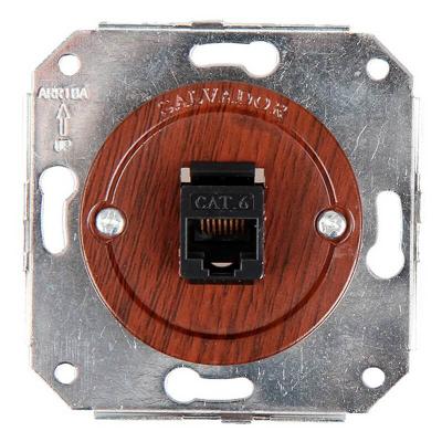 Ретро розетка компьютерная Salvador, пластик, внутренний монтаж, вишня Ретро розетка компьютерная Salvador, пластик, внутренний монтаж, вишня